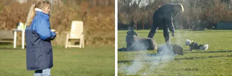 Twee foto's van de vuurwerktraining